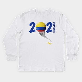 Colombia Copa America Soccer 2021 Kids Long Sleeve T-Shirt